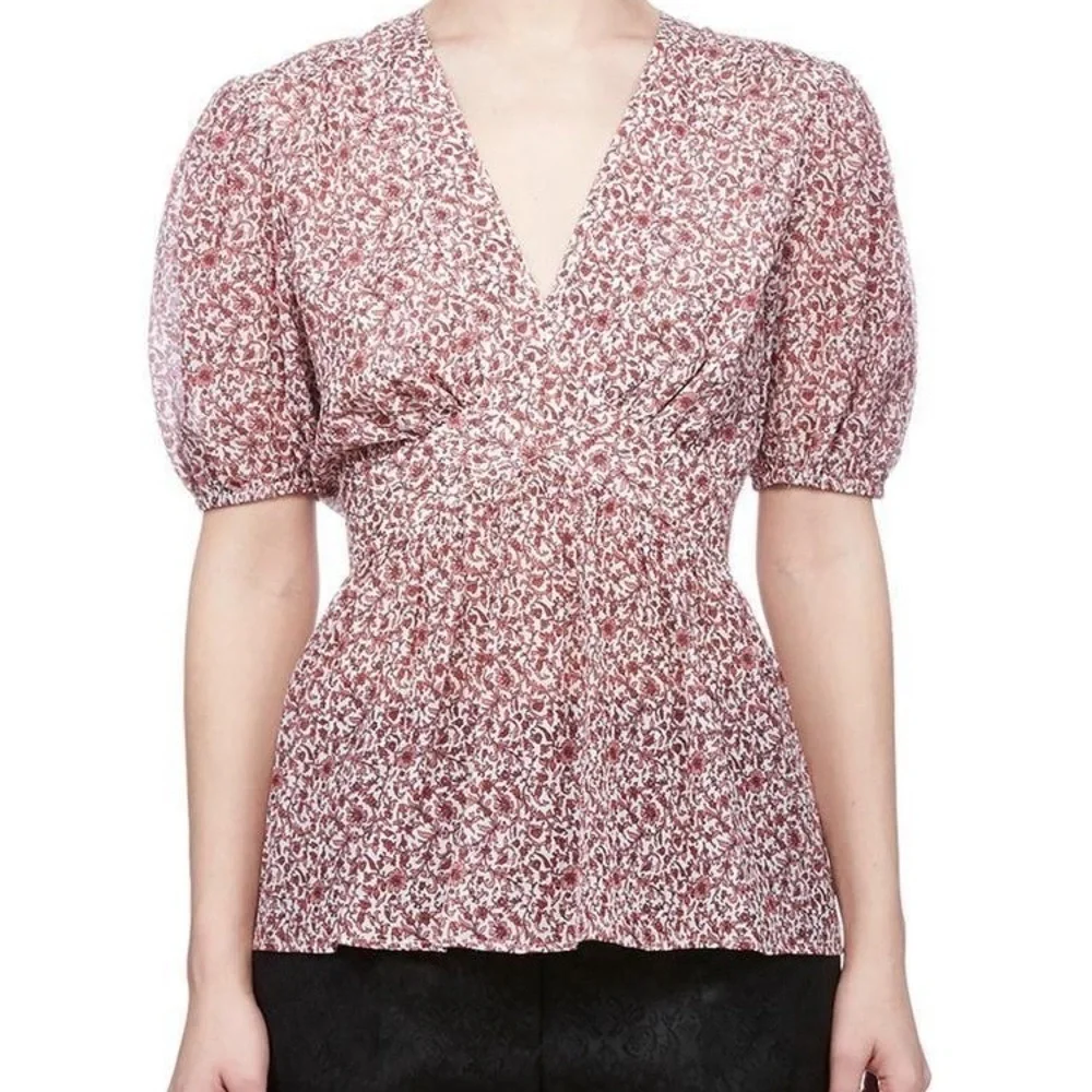 EUC - Tory Burch Floral Print Tie Waist Blouse - Size 2
